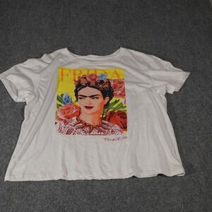 Jerry Leigh Frida Kahlo Graphic T Shirt White Artist Portrait Top Plus Size XXL